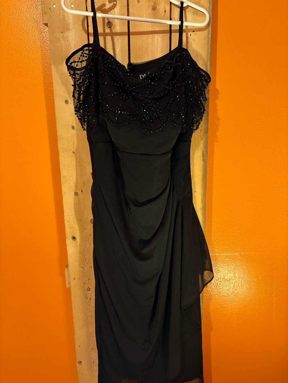 DJ-JAZ black beaded cocktail dress — Size 4 — Item #314-44.